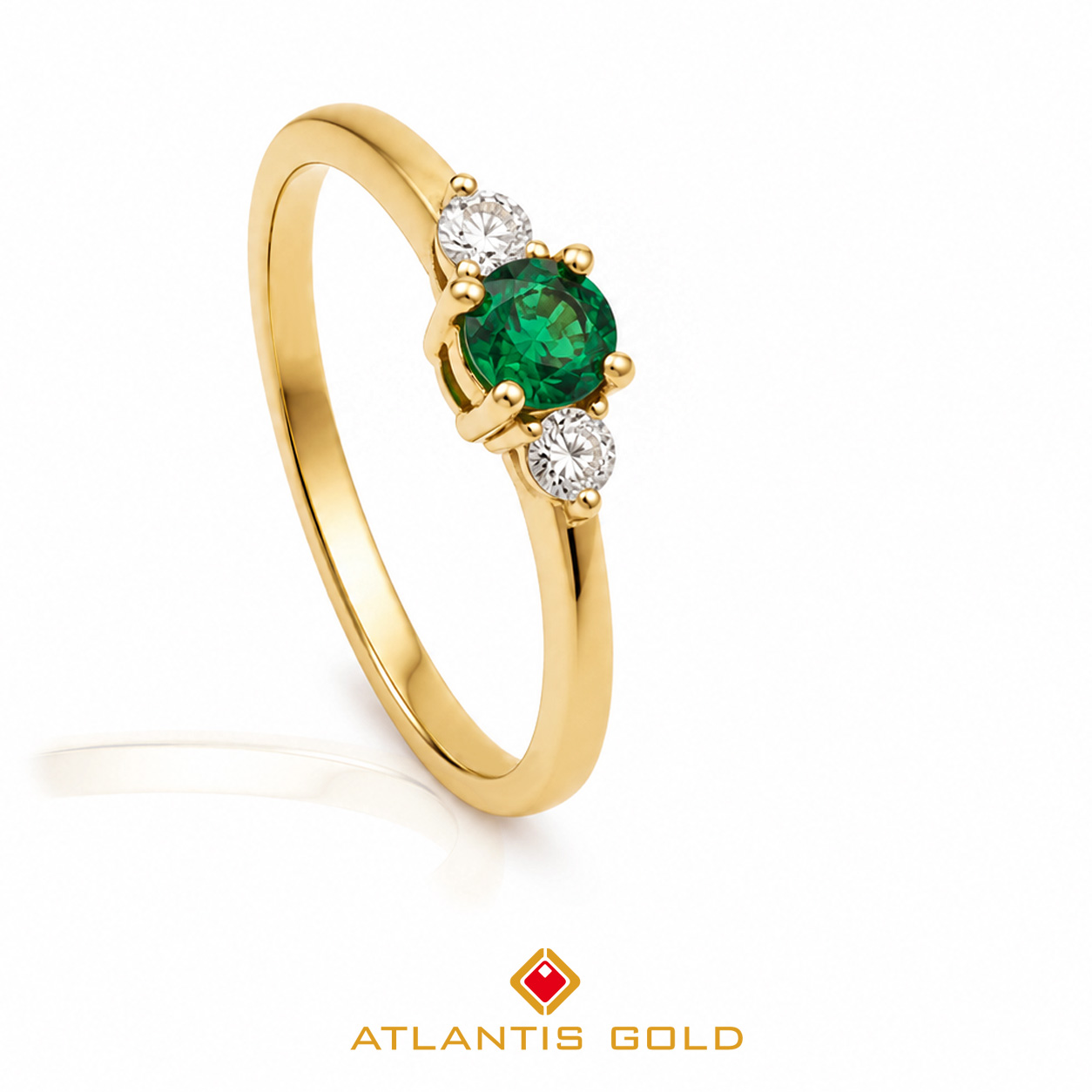 Inel Verona - Smarald & Diamante, Aur galben 18K