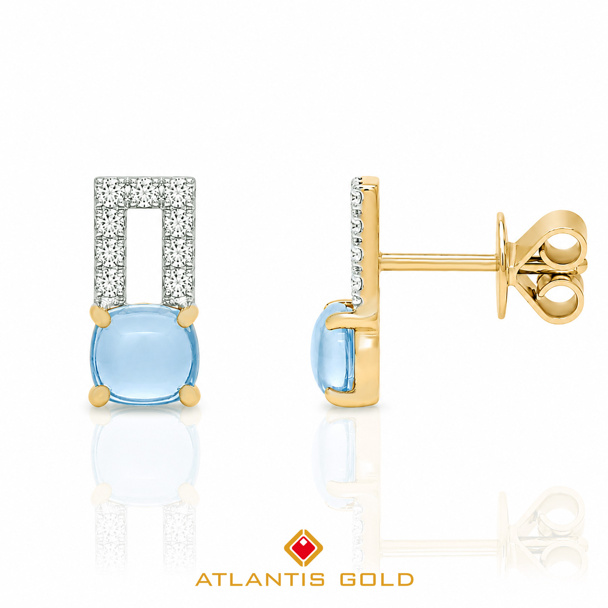 Cercei cu Topaz și Diamante Serenity din aur galben de 14K