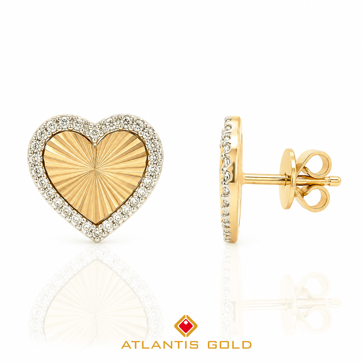 Cercei cu Diamante Dolce Cuore din aur galben de 14K