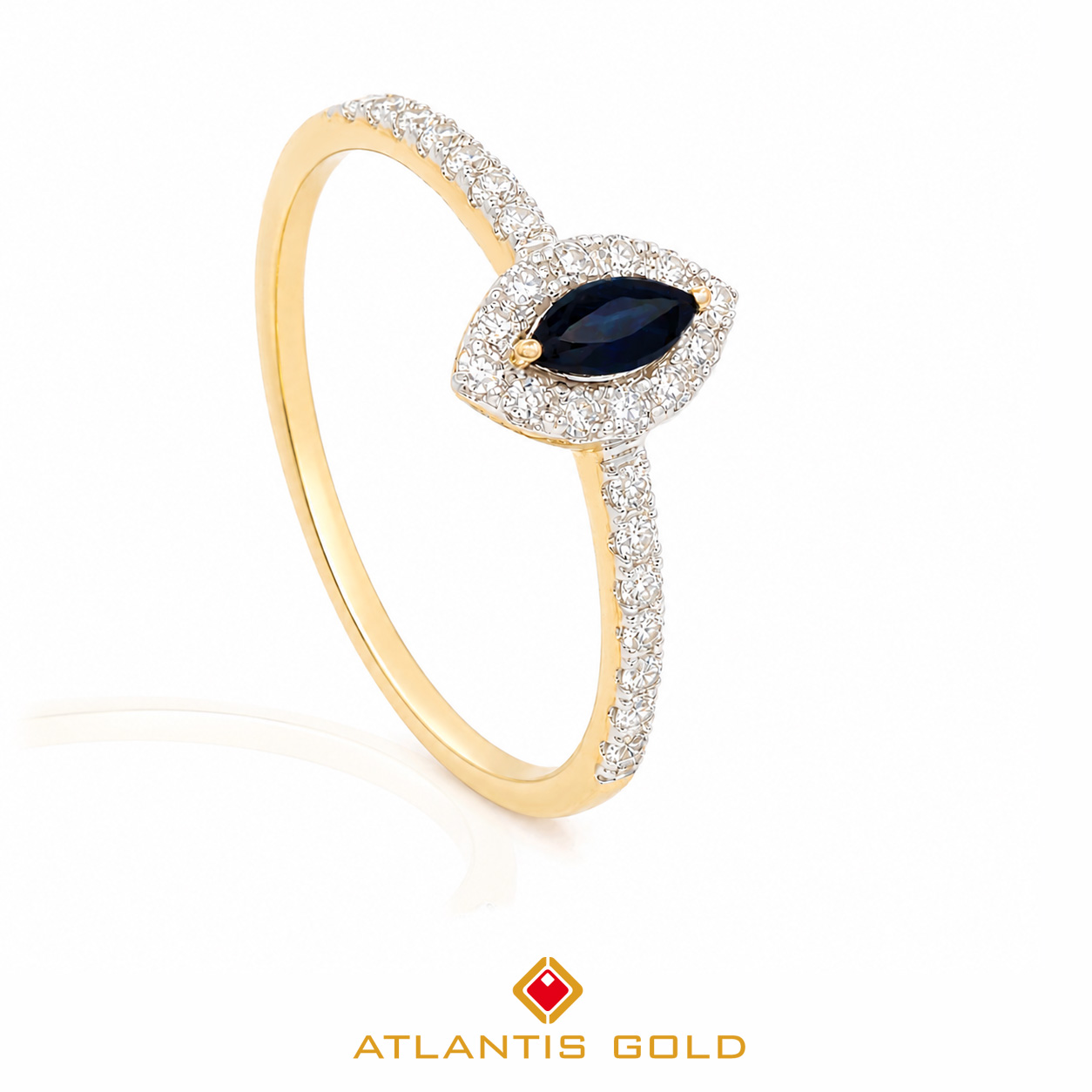 Inel Rigel - Safir & Diamante, Aur galben 14K