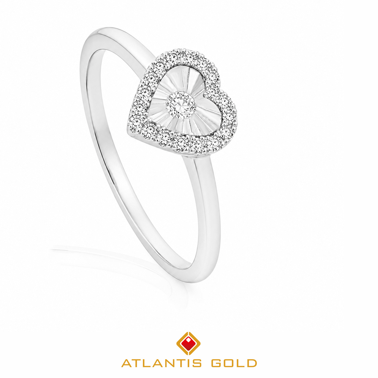 Inel Sweetheart - Diamante, Aur alb 14K