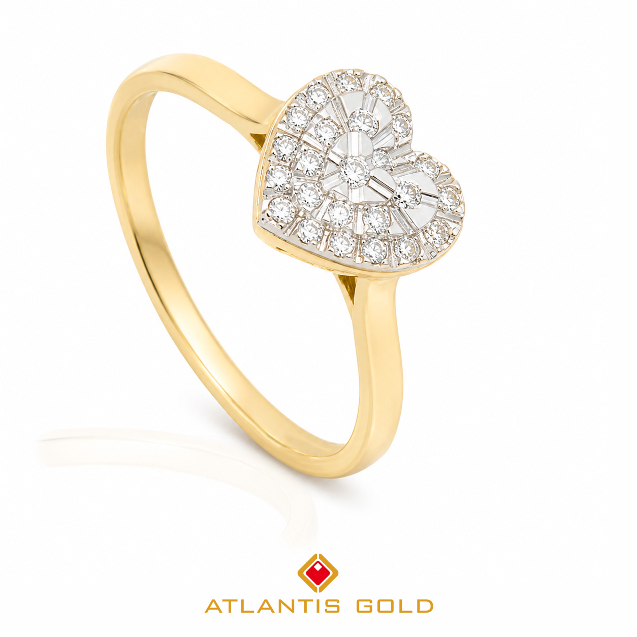 Inel Bella Cuore - Diamante, Aur galben & alb 14K