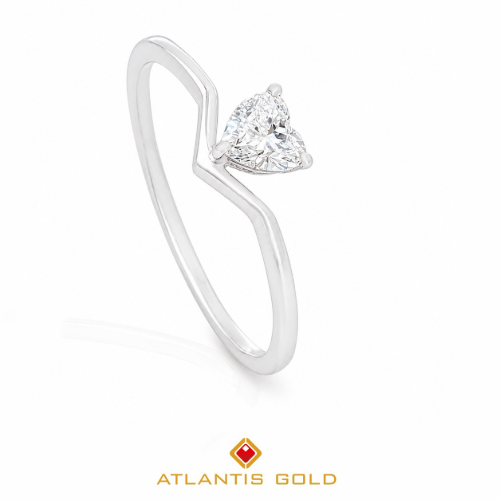 Inel Amora -  Diamant de laborator, Aur alb 14K