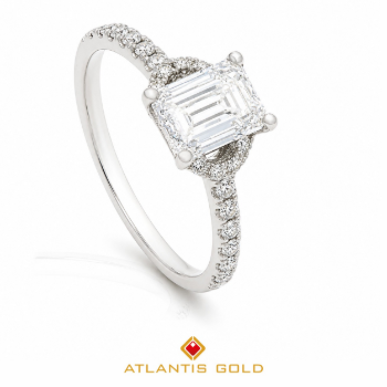 Inel de logodnă Athena - Diamante de laborator, Aur alb 14K