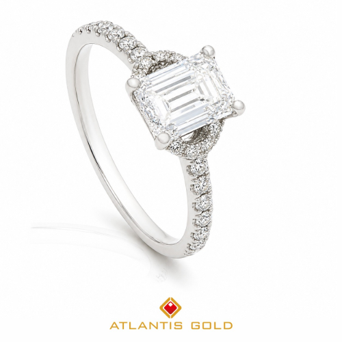 Inel de logodnă Athena - Diamante de laborator, Aur alb 14K
