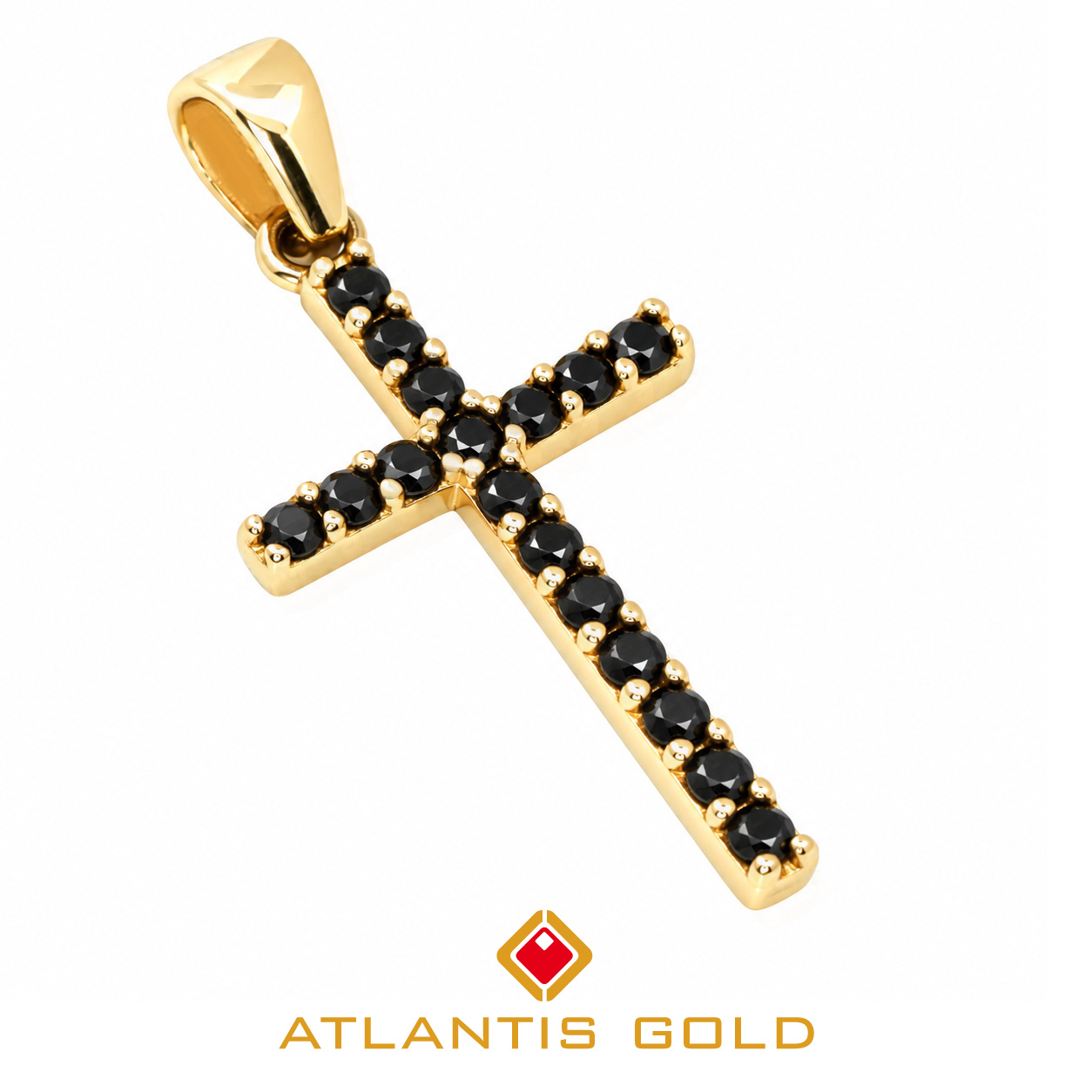 Pandantiv Cruce Black Elegance din Aur Galben 14K
