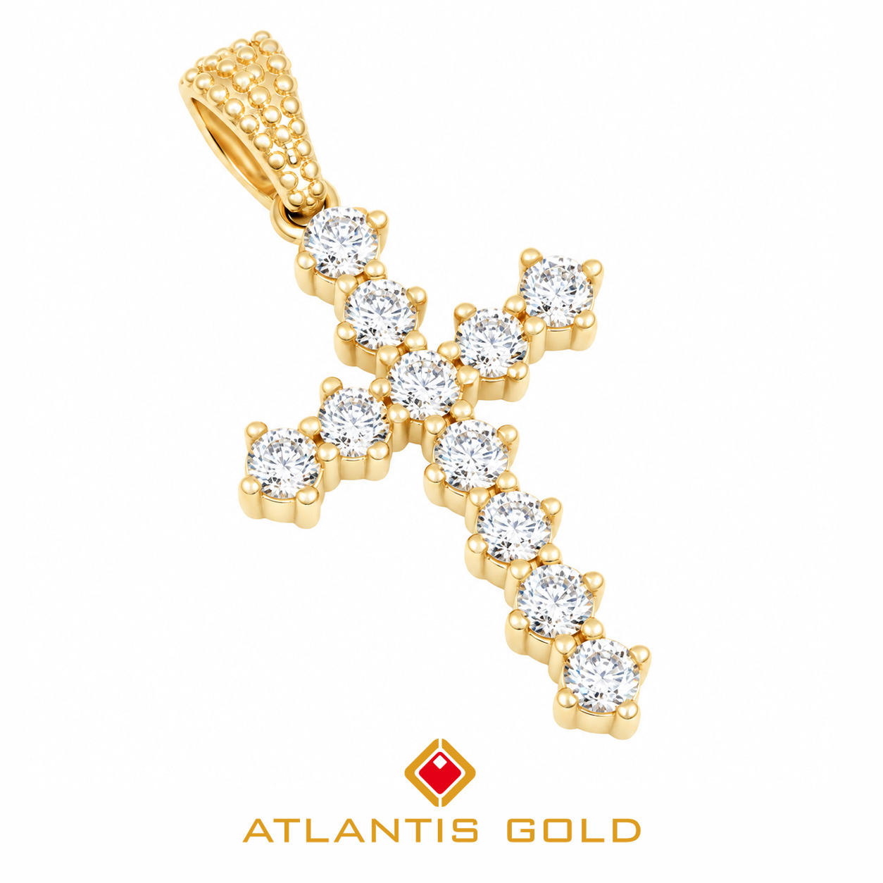 Pandantiv Cruce Elegant cu Zirconia din Aur 14K