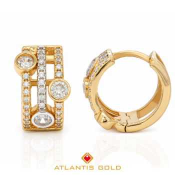 Cercei cu zirconii Cristelle din Aur de 14K