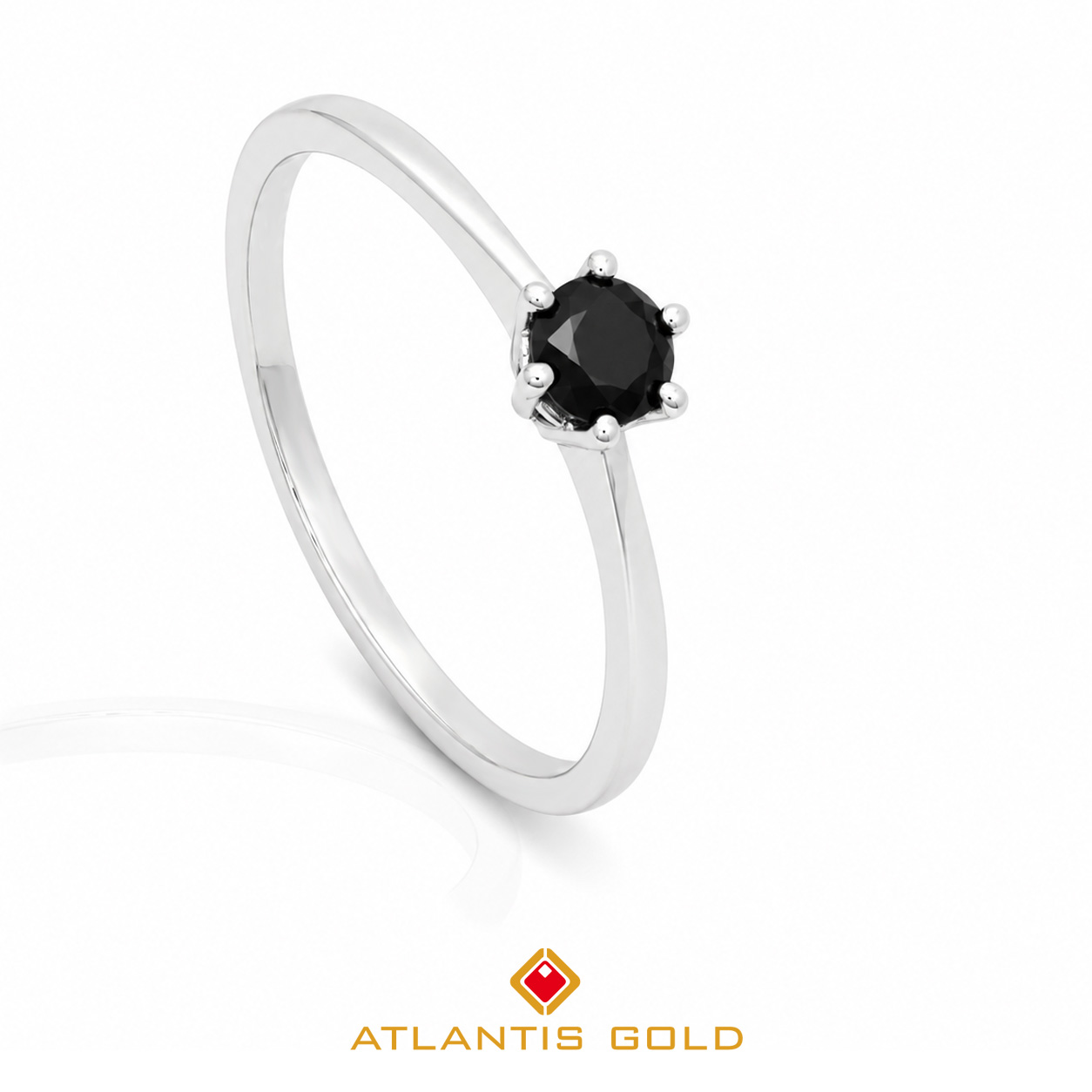 Inel de Logodnă Vivienne - Diamant negru, Aur alb 18K