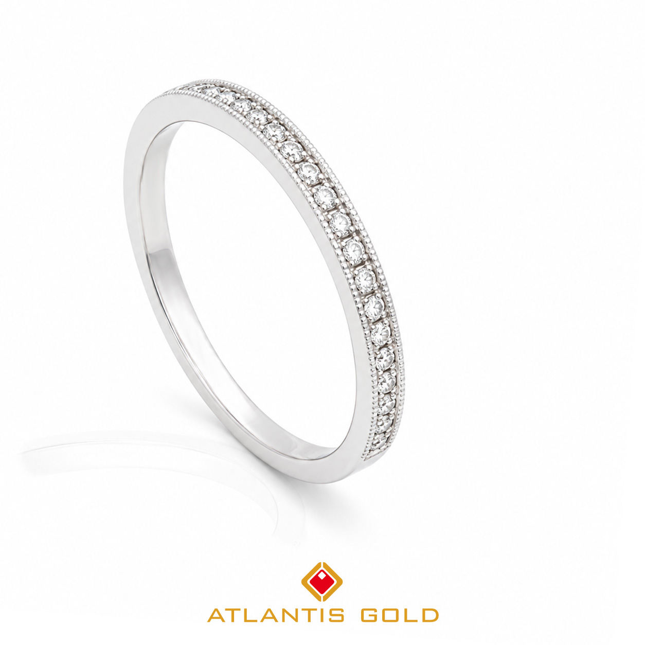 Inel Milgrain - Diamante, Aur alb 18K