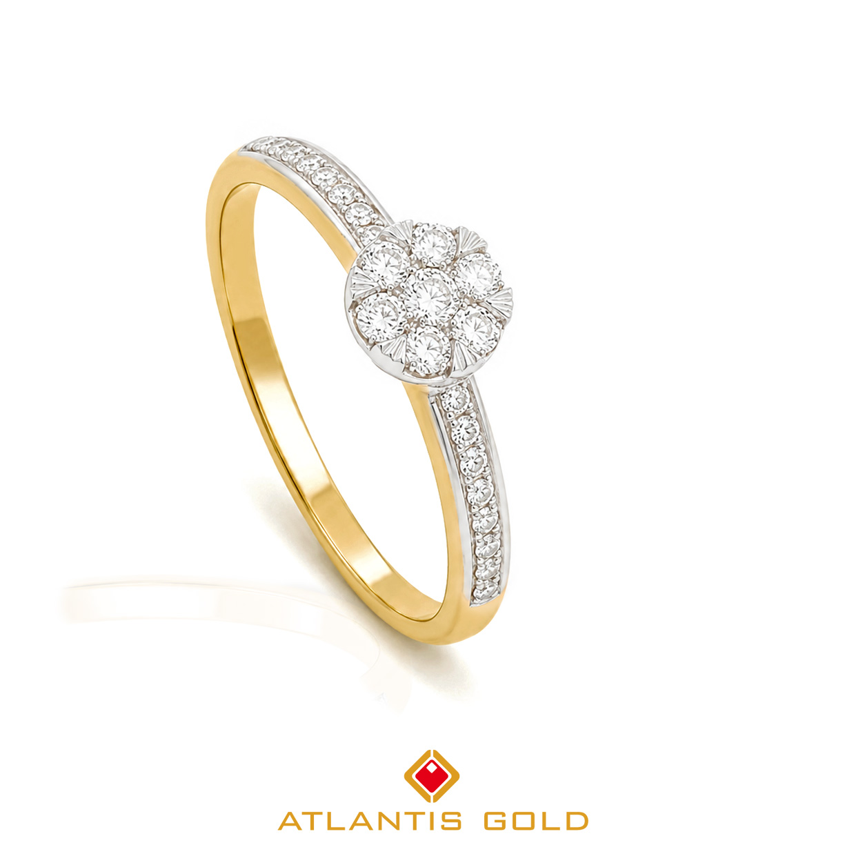 Inel Dalia - Diamante, Aur galben & alb 18K