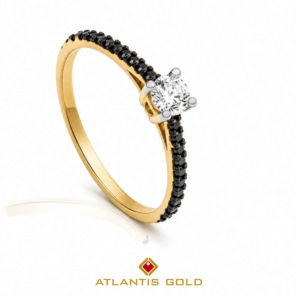 Inel Eclipse - Diamante negre & Diamant , Aur galben 18K